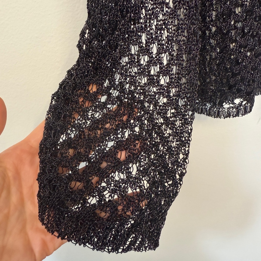 Zara Black Sheer Metallic Mesh Blouse - Picture 7 of 7